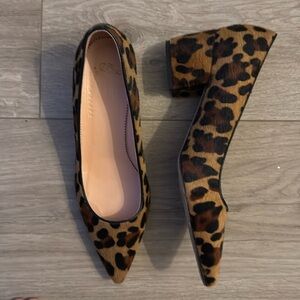J.Crew dyed calf hair leopard print heel/pumps